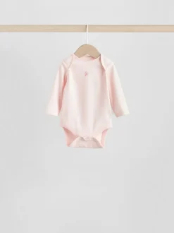 Pink 7 Pack Long Sleeve Baby Bodysuit