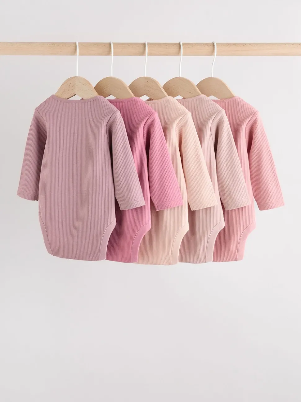 Pink 5 Pack Long Sleeve Baby Bodysuits