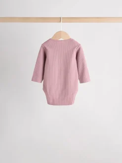 Pink 5 Pack Long Sleeve Baby Bodysuits