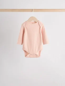 Pink 5 Pack Long Sleeve Baby Bodysuits