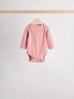 Pink 5 Pack Long Sleeve Baby Bodysuits