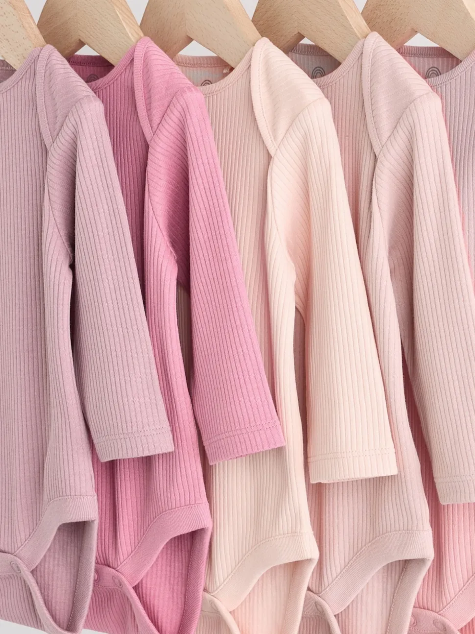 Pink 5 Pack Long Sleeve Baby Bodysuits