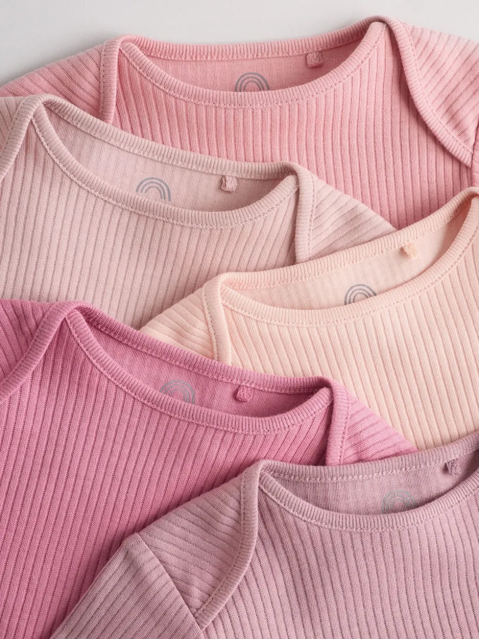 Pink 5 Pack Long Sleeve Baby Bodysuits