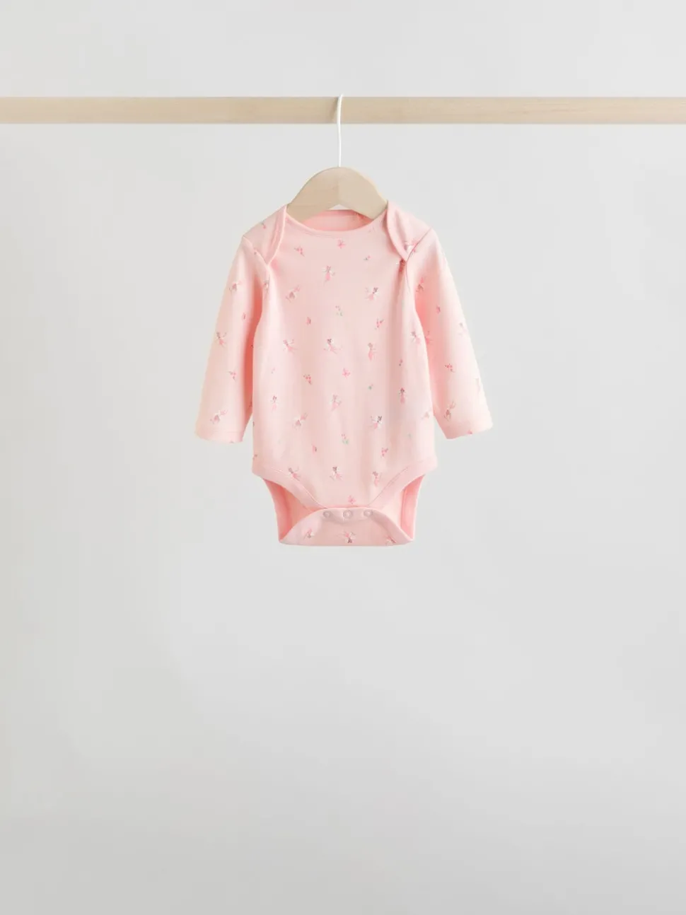 Pink 5 Pack Long Sleeve Baby Bodysuit