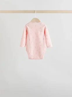 Pink 5 Pack Long Sleeve Baby Bodysuit