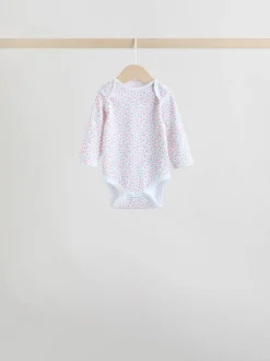 Pink 5 Pack Long Sleeve Baby Bodysuit