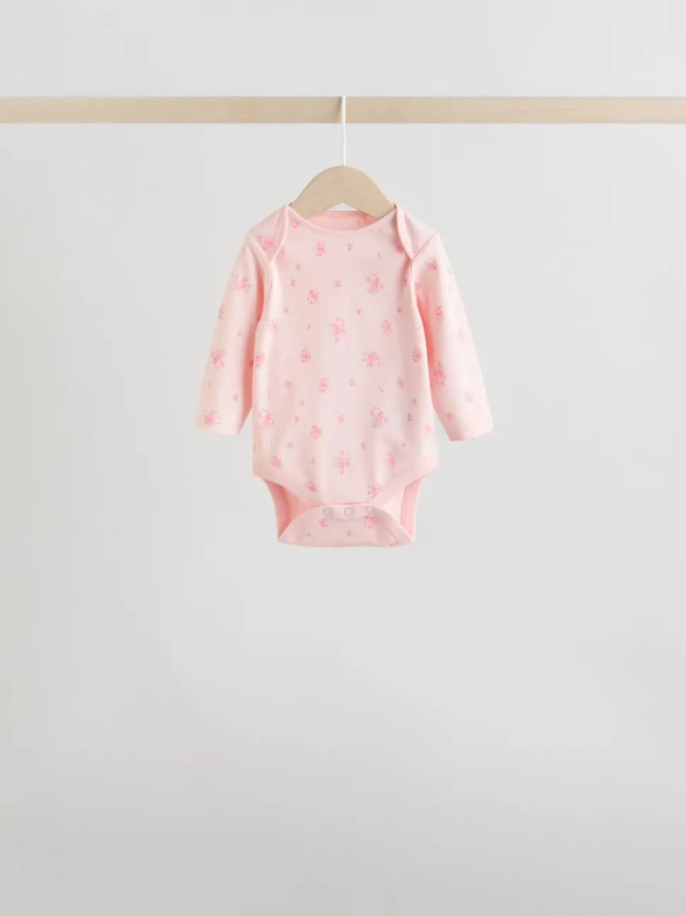 Pink 5 Pack Long Sleeve Baby Bodysuit