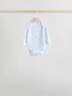 Pink 5 Pack Long Sleeve Baby Bodysuit