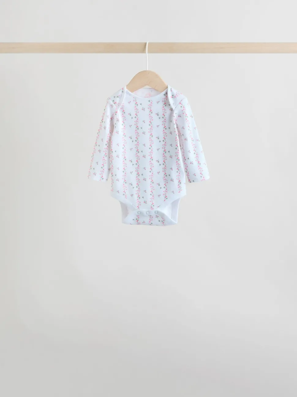 Pink 5 Pack Long Sleeve Baby Bodysuit