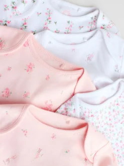Pink 5 Pack Long Sleeve Baby Bodysuit