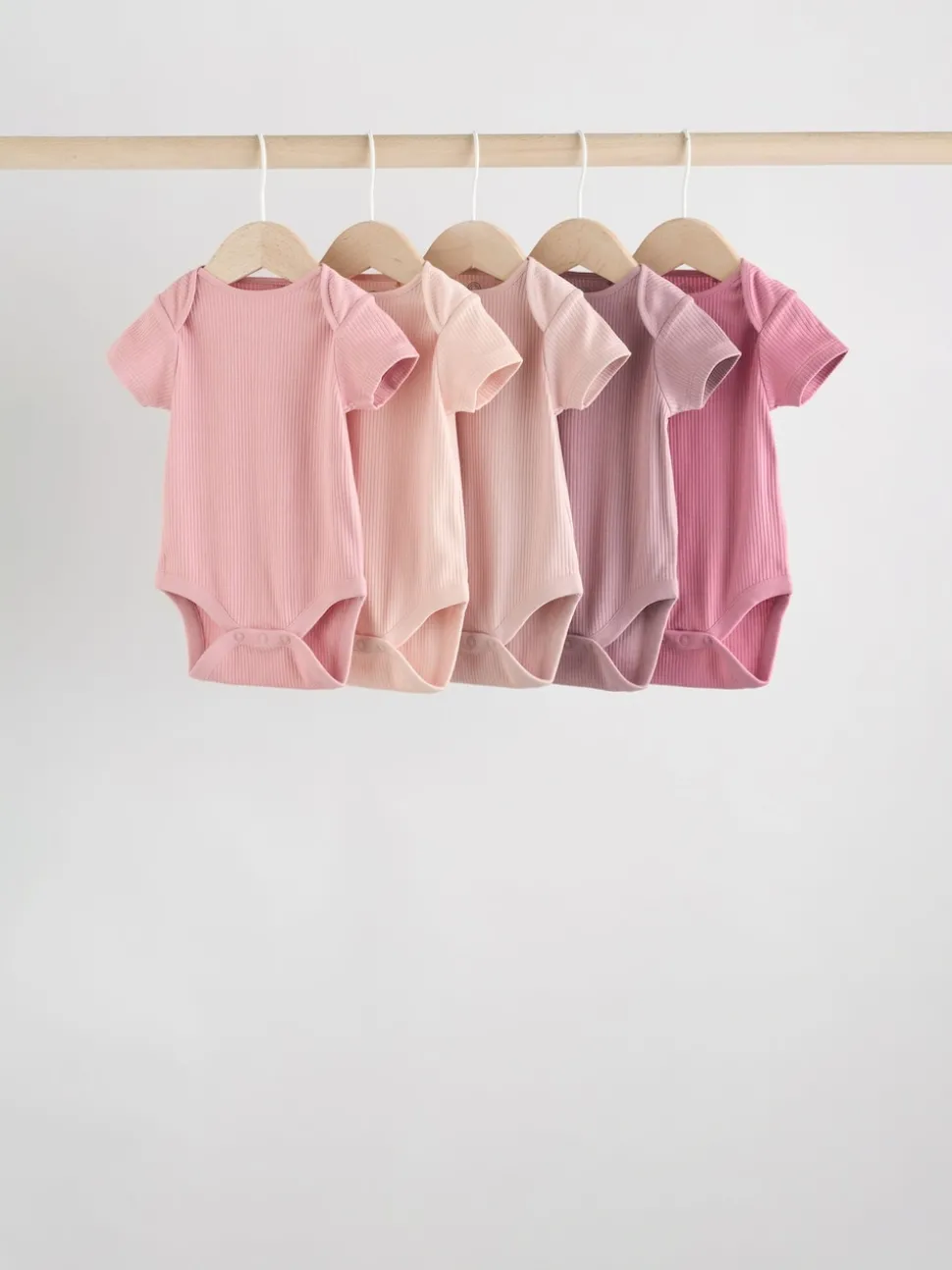 Pink 5 Pack Short Sleeve Baby Bodysuits