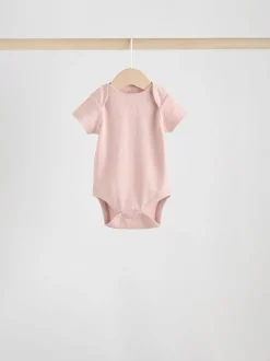 Pink 5 Pack Short Sleeve Baby Bodysuits