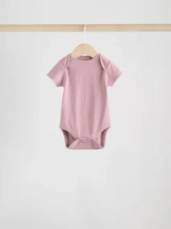 Pink 5 Pack Short Sleeve Baby Bodysuits