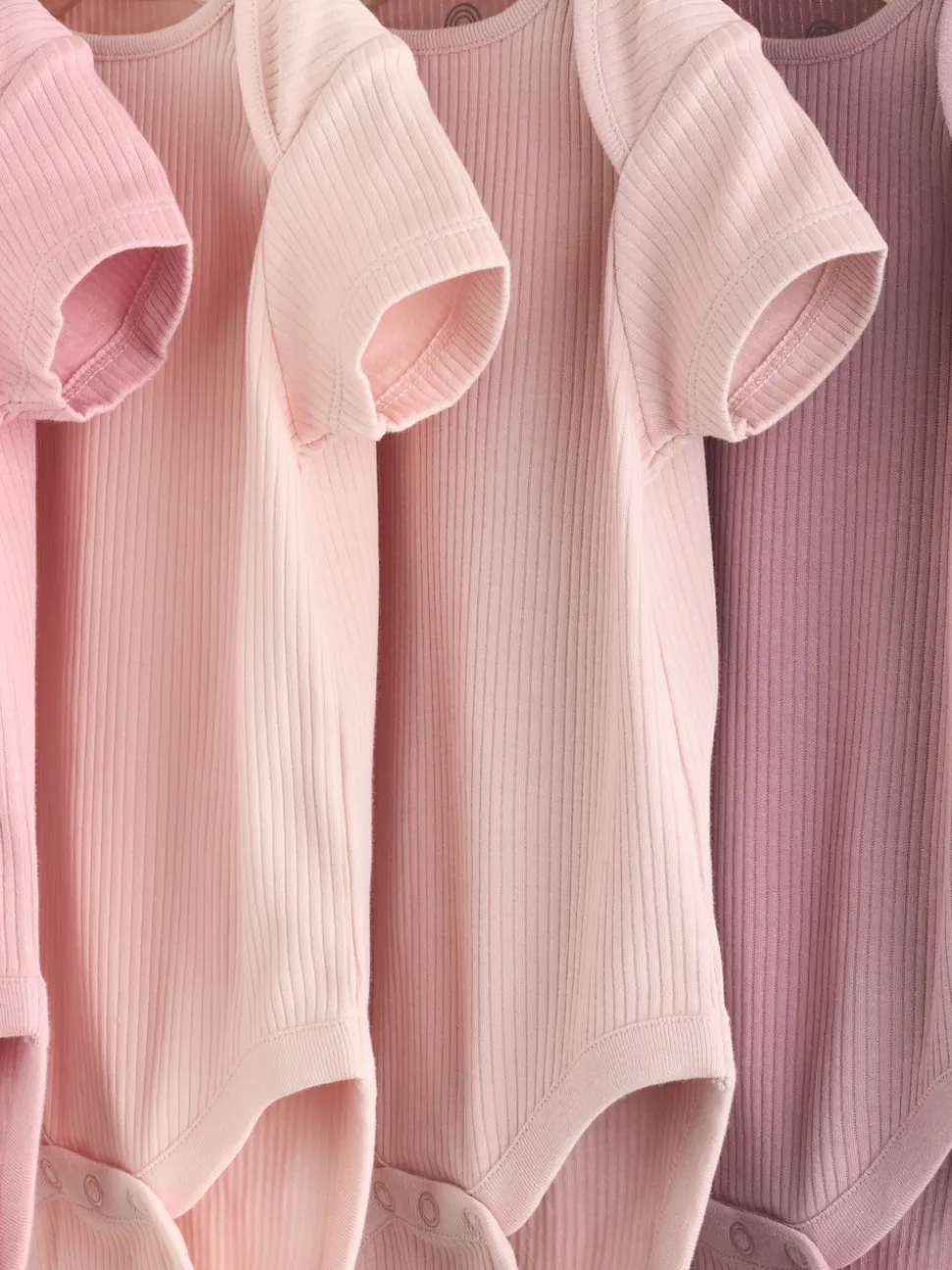 Pink 5 Pack Short Sleeve Baby Bodysuits
