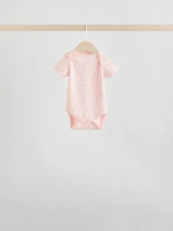 Pink 7 Pack Short Sleeve Baby Bodysuit