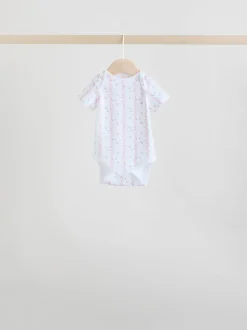 Pink 7 Pack Short Sleeve Baby Bodysuit
