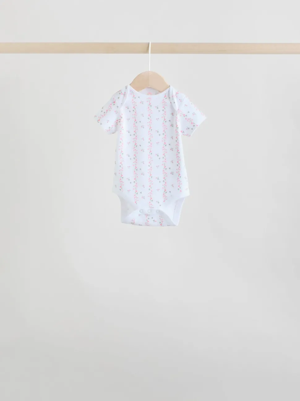 Pink 7 Pack Short Sleeve Baby Bodysuit