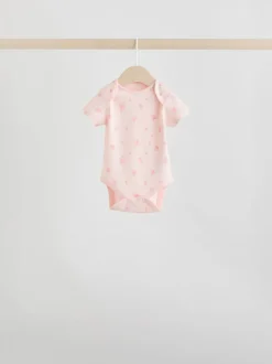 Pink 7 Pack Short Sleeve Baby Bodysuit