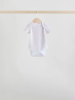Pink 7 Pack Short Sleeve Baby Bodysuit