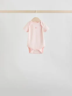 Pink 7 Pack Short Sleeve Baby Bodysuit