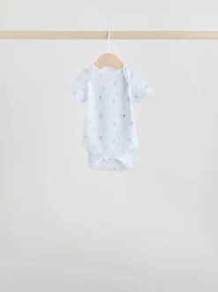 Pink 7 Pack Short Sleeve Baby Bodysuit