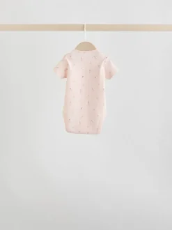 Pink 7 Pack Short Sleeve Baby Bodysuit