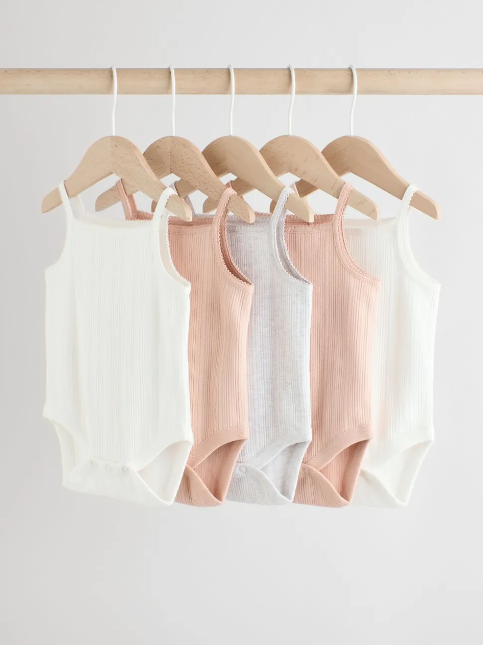 Pink 5 Pack Vest Pointelle Baby Bodysuits