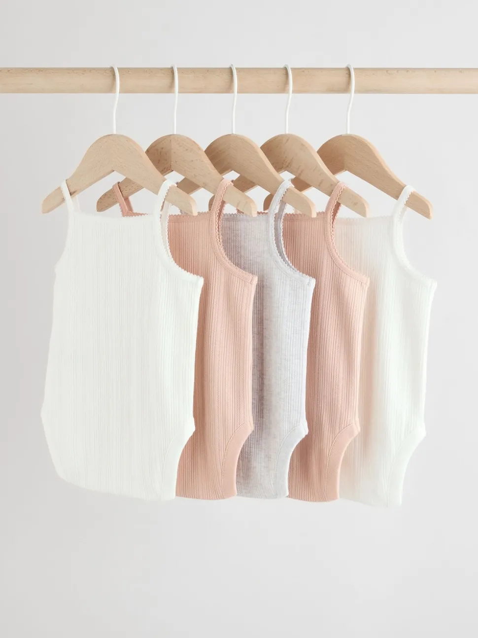 Pink 5 Pack Vest Pointelle Baby Bodysuits