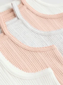 Pink 5 Pack Vest Pointelle Baby Bodysuits