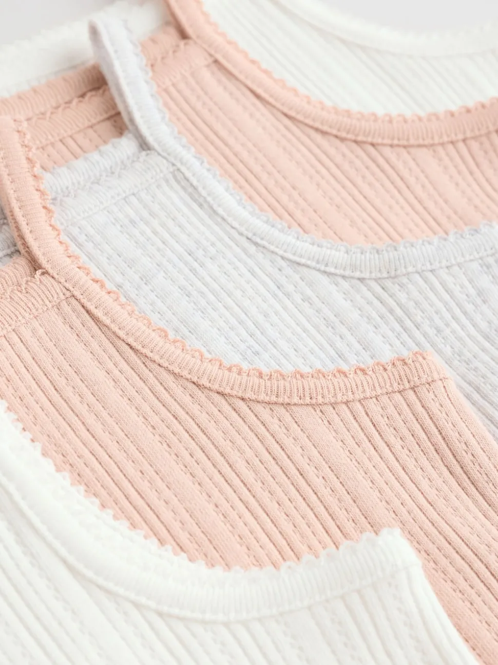 Pink 5 Pack Vest Pointelle Baby Bodysuits