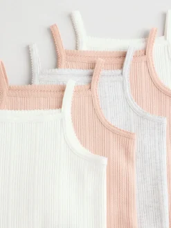 Pink 5 Pack Vest Pointelle Baby Bodysuits