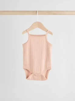 Pink 5 Pack Vest Pointelle Baby Bodysuits