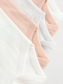 Pink 5 Pack Vest Pointelle Baby Bodysuits