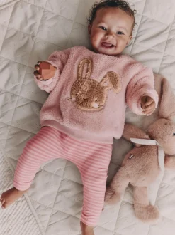 Pink Bunny Baby Fleece Tops and Leggings Set 2 Piece (0mths-2yrs)