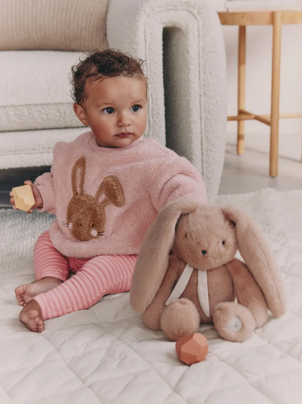 Pink Bunny Baby Fleece Tops and Leggings Set 2 Piece (0mths-2yrs)