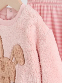 Pink Bunny Baby Fleece Tops and Leggings Set 2 Piece (0mths-2yrs)