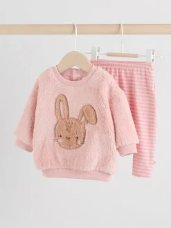 Pink Bunny Baby Fleece Tops and Leggings Set 2 Piece (0mths-2yrs)