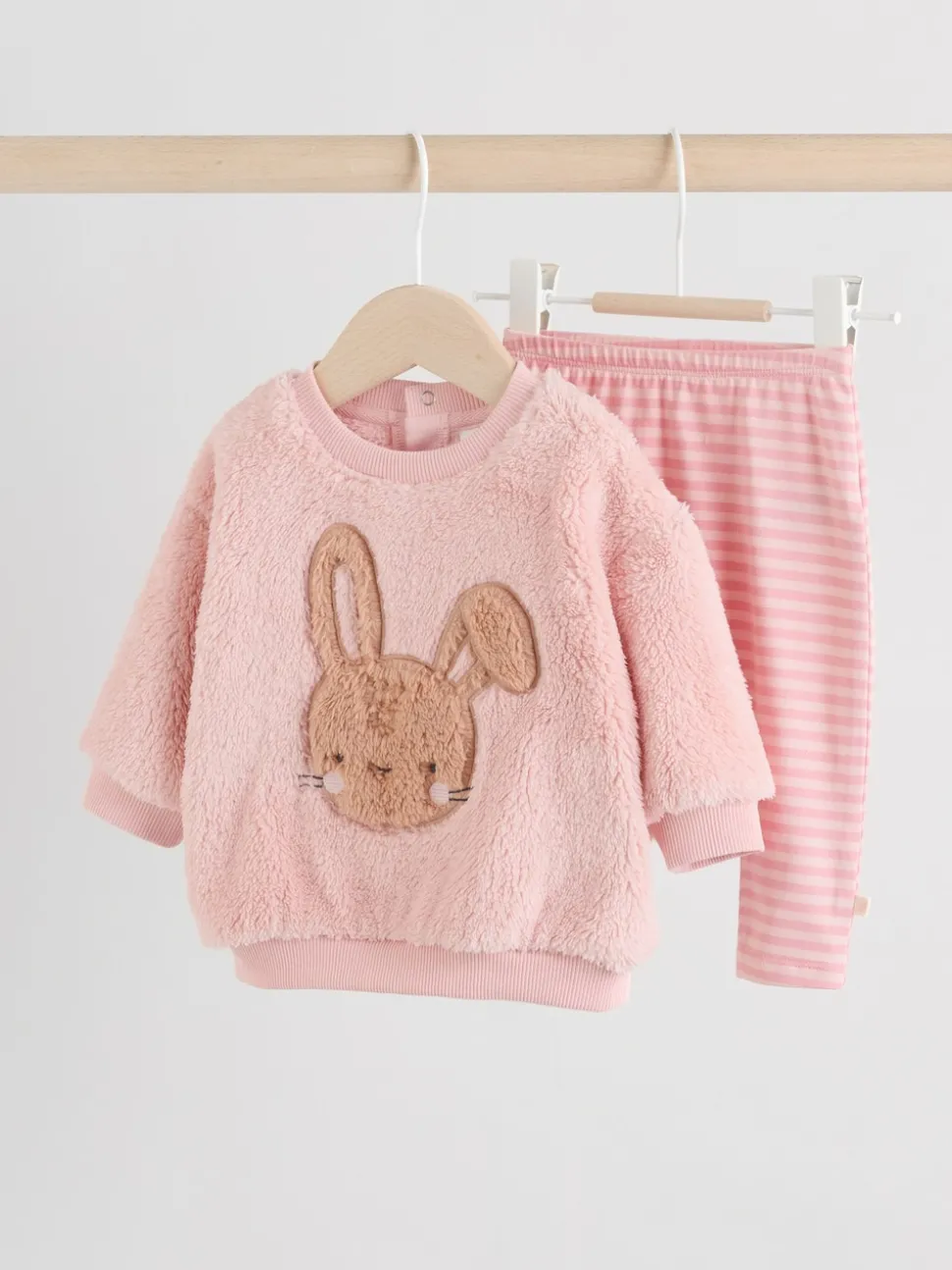 Pink Bunny Baby Fleece Tops and Leggings Set 2 Piece (0mths-2yrs)