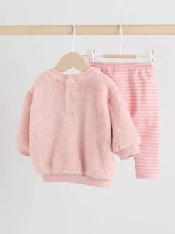 Pink Bunny Baby Fleece Tops and Leggings Set 2 Piece (0mths-2yrs)