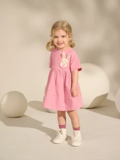Pink Bunny Jersey Summer Dress (3mths-7yrs)