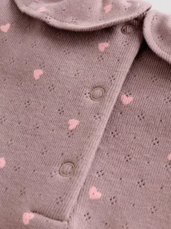 Pink/ Cream/ Brown Ditsy Baby Long Sleeve Frill Bodysuits 4 Pack (0mths-2yrs)
