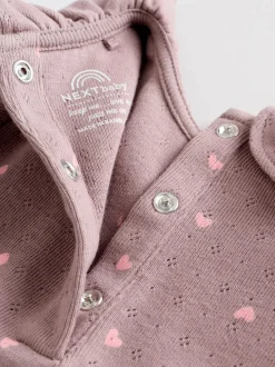 Pink/ Cream/ Brown Ditsy Baby Long Sleeve Frill Bodysuits 4 Pack (0mths-2yrs)