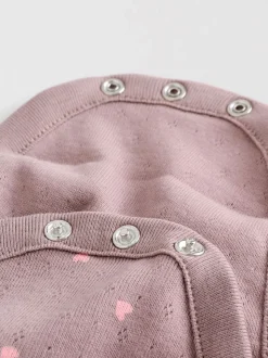 Pink/ Cream/ Brown Ditsy Baby Long Sleeve Frill Bodysuits 4 Pack (0mths-2yrs)