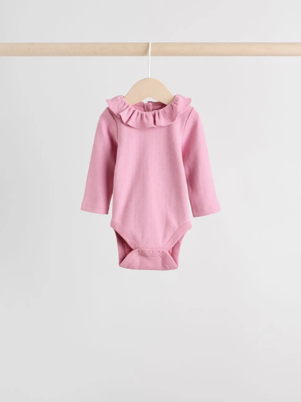 Pink/ Cream/ Brown Ditsy Baby Long Sleeve Frill Bodysuits 4 Pack (0mths-2yrs)