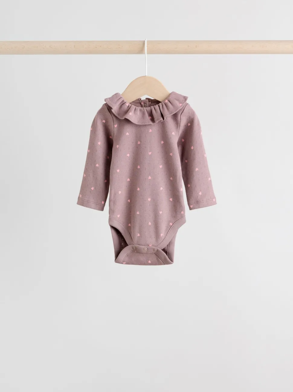 Pink/ Cream/ Brown Ditsy Baby Long Sleeve Frill Bodysuits 4 Pack (0mths-2yrs)
