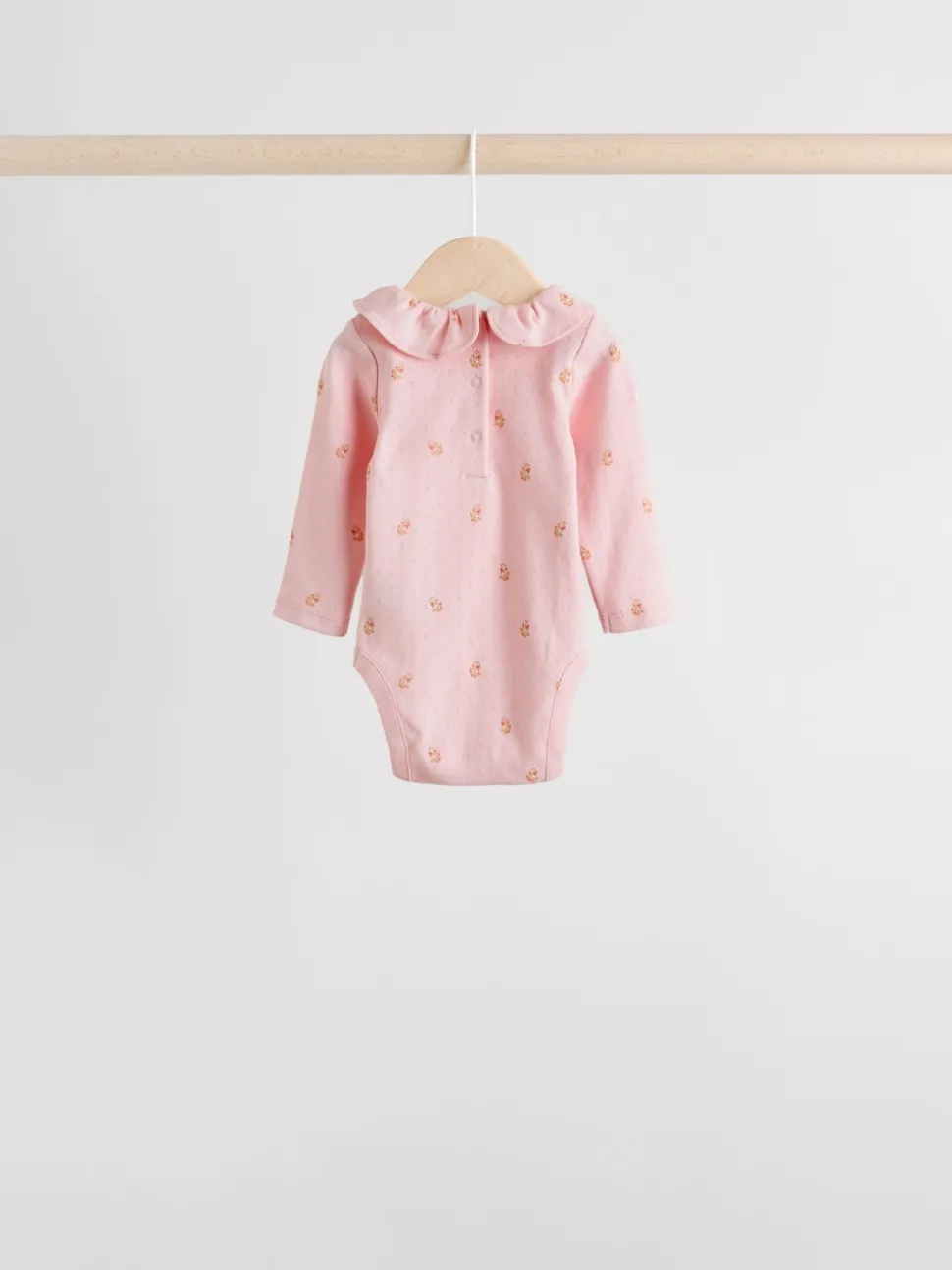 Pink/ Cream/ Brown Ditsy Baby Long Sleeve Frill Bodysuits 4 Pack (0mths-2yrs)