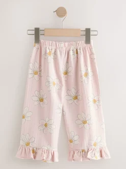 Pink Flower Wide Leg Frill Trousers (3mths-7yrs)