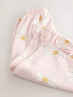 Pink Flower Wide Leg Frill Trousers (3mths-7yrs)