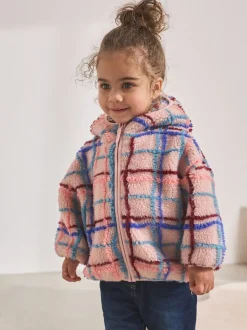 Pink Grid Print Zip Through Fleece (3mths-7yrs)