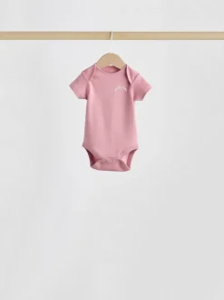 Pink Heart Baby Short Sleeve Bodysuits 5 Pack